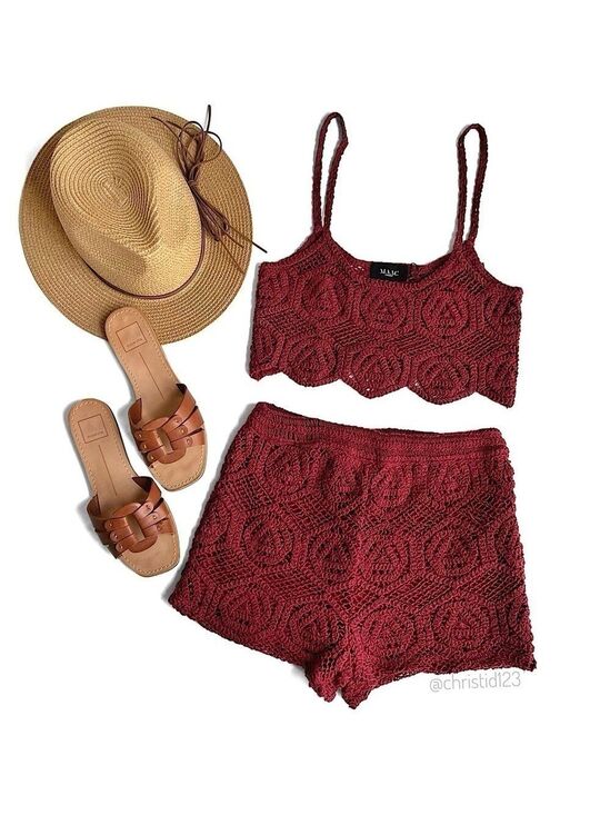 MAAC London Tops - MAAC London Crochet Crop Top & Shorts Set